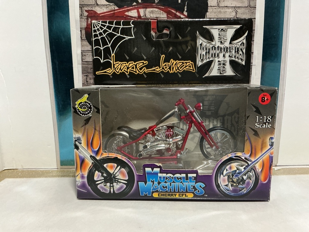 [009200] 1/18 SCALE WEST COAST CHOPPERS - CHERRY CFL  SCUFF ON BOX