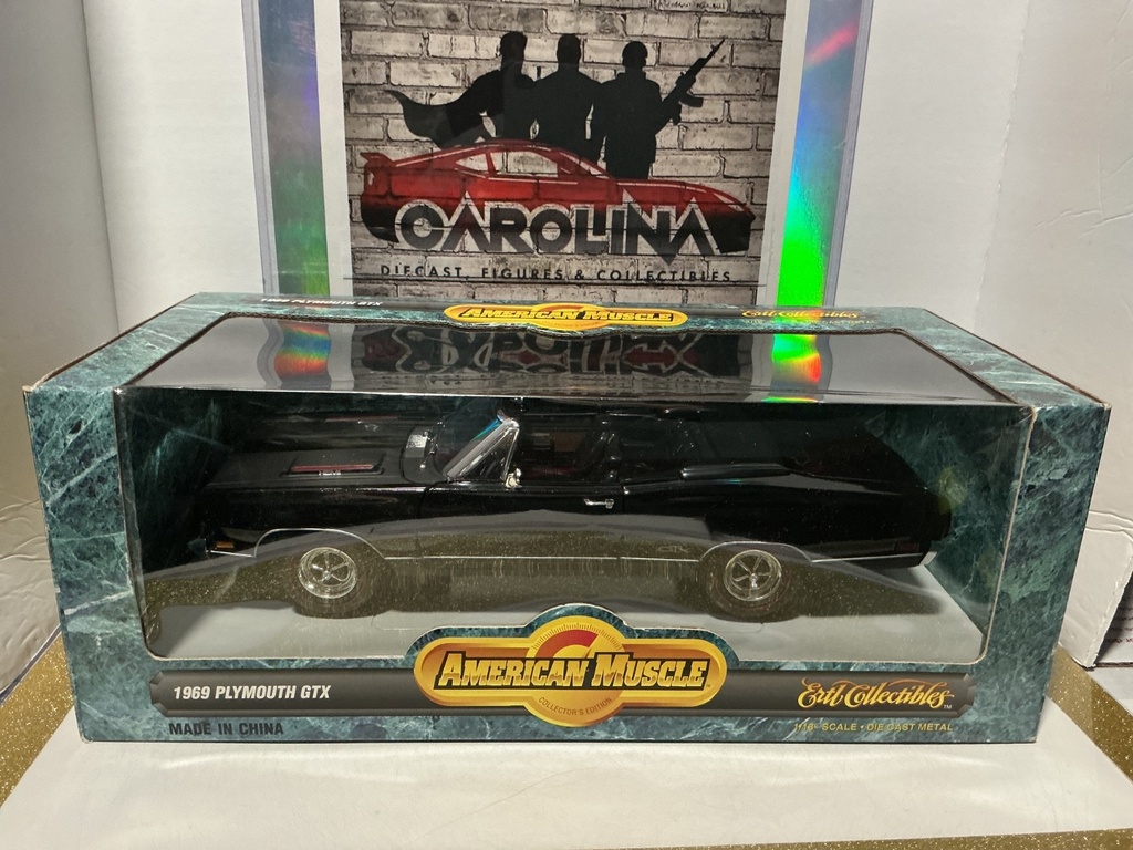 1/18 ERTL / AMERICAN MUSCLE - 1969 PLYMOUTH GTX [BLACK ON BLACK]