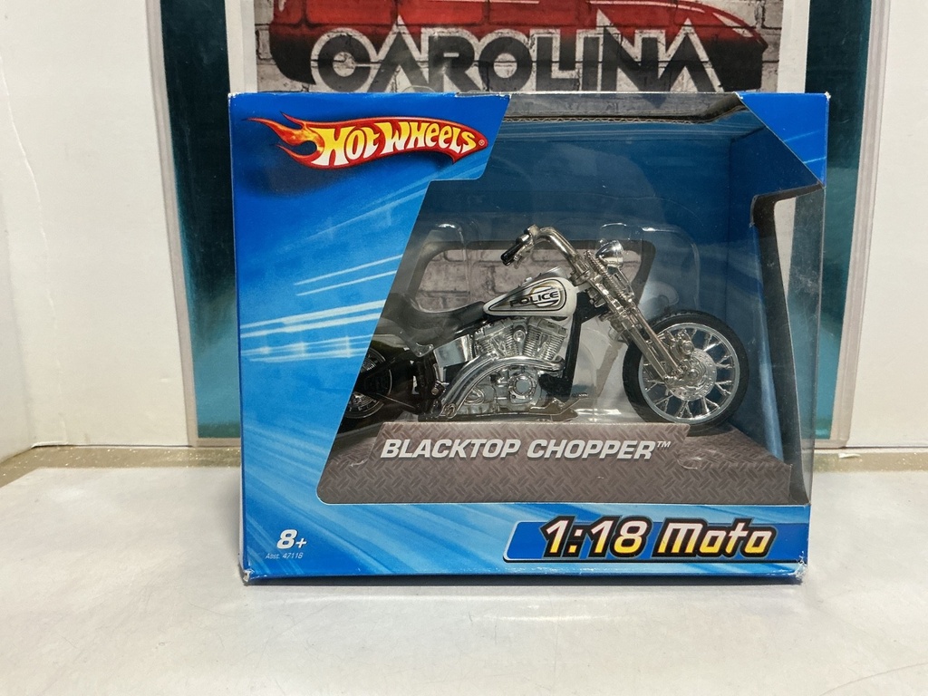 1/18 SCALE - HOTWHEELS BLACKTOP CHOPPER POLICE BIKE