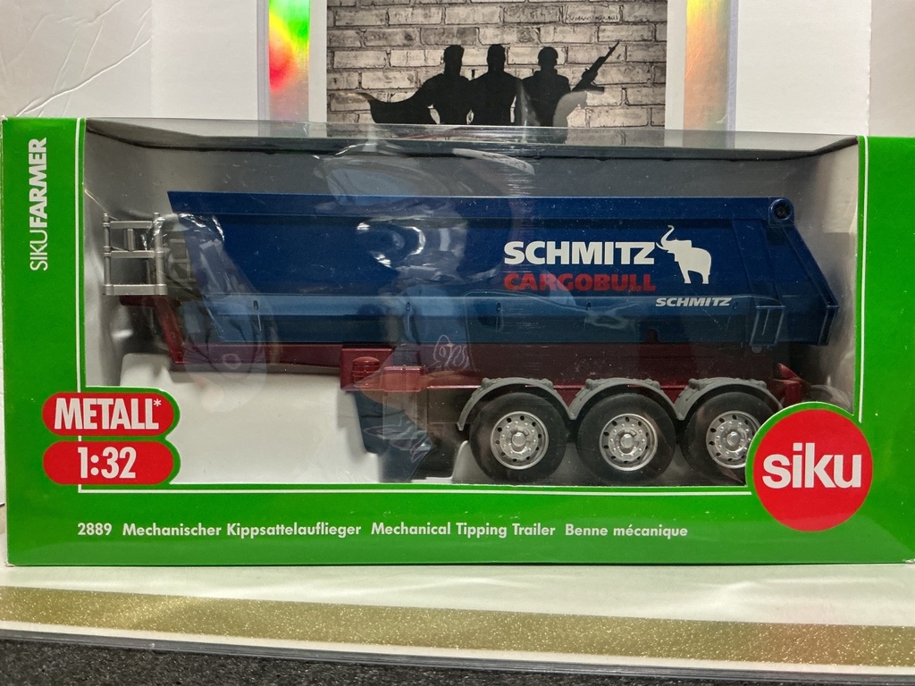 1/32  SIKU 2889 MECHANICAL TIPPING TRAILER BLUE