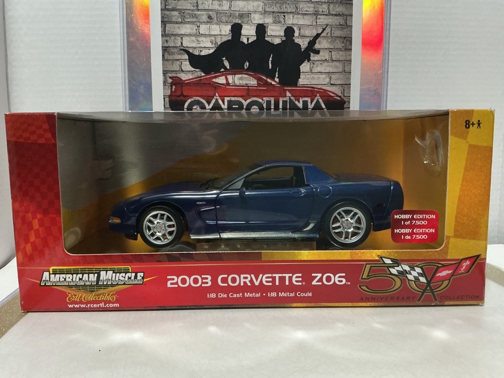 [112342] 1:18 ERTL AMERICAN MUSCLE 2003 CORVETTE ZO6 BLUE ON BLACK