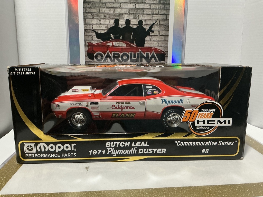 [112350] 1:18 ERTL 50 YEARS HEMI MOPAR PERFORMANCE PARTS BUTCH LEAL 1971 PLYMOUTH DUSTER