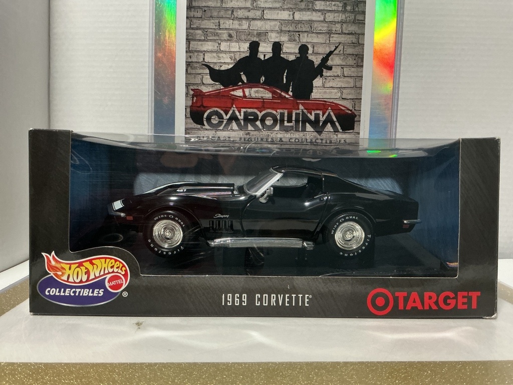 [112363] 1:18 HOTWHEELS COLLECTIBLES 1969 CORVETTE 427 BLACK ON BLACK