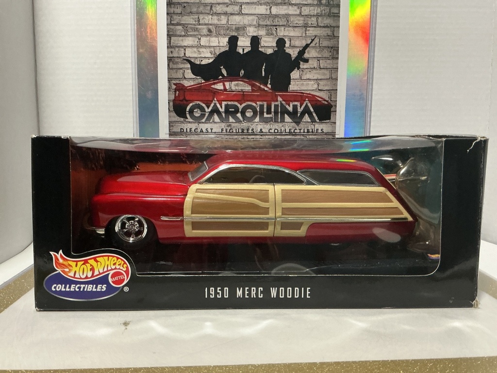[112365] 1:18 HOTWHEELS COLLECTIBLES 1950 MERC WOODIE RED [DAMAGED BOX]