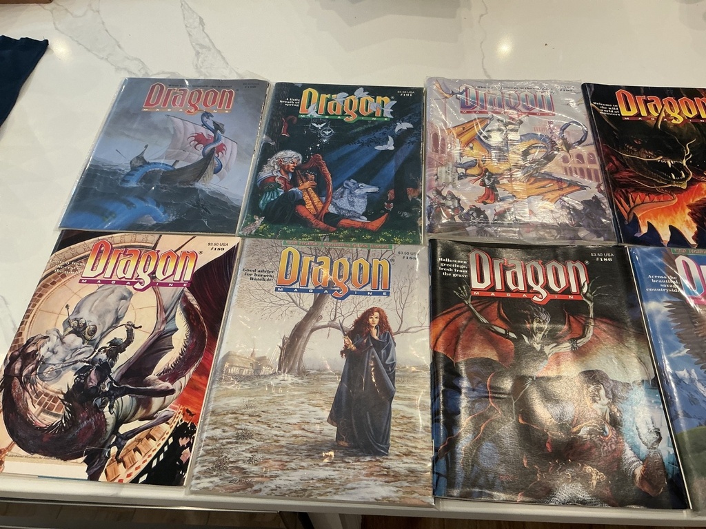 DRAGON MAGAZINE LOT - 186 , 187 , 188 , 189 , 190 , 191 , 195 , 199 , 202 [FINE]