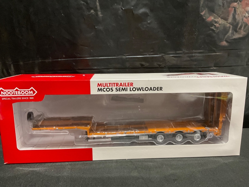 1/32 Marge Models Triple Axle Lowboy Flatbed Trailer w Steerable Axles Yellow #2