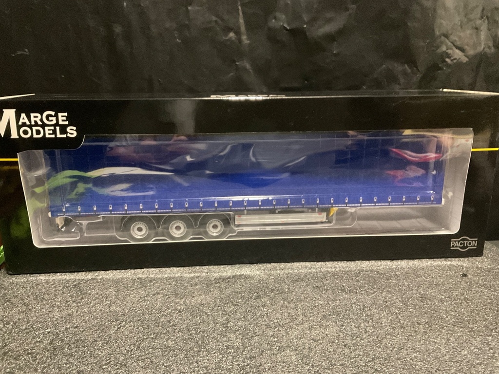 [111855] 1:32 MARGE MODELS TRIAXLE  PACTON  BLUE CONTAINER  TRAILER