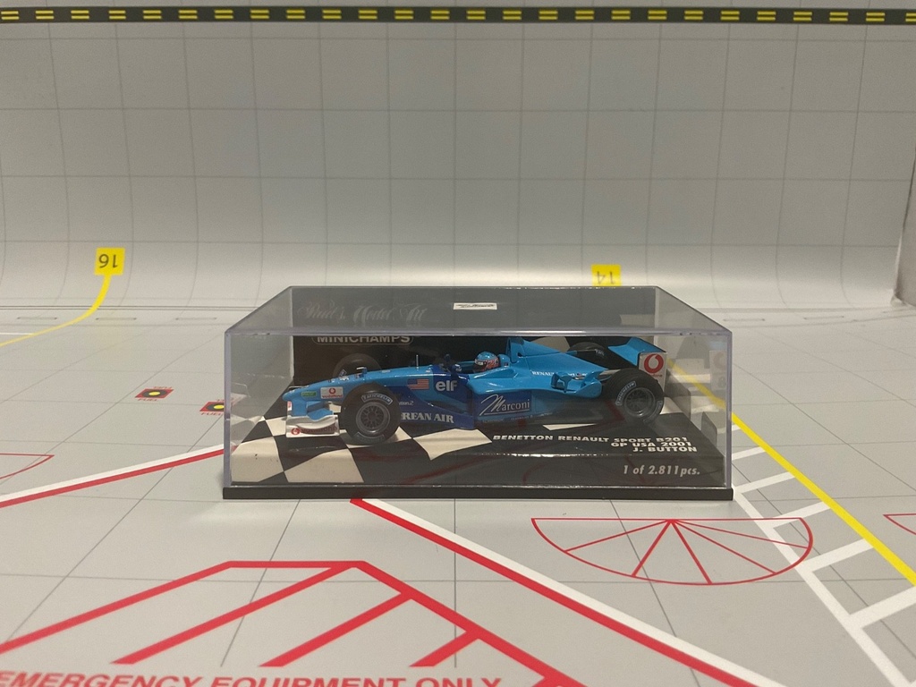 1:43 MINICHAMPS FORMULA 1 BENETTON RENAULT SPORT B201 GP USA 2001 J. BUTTON