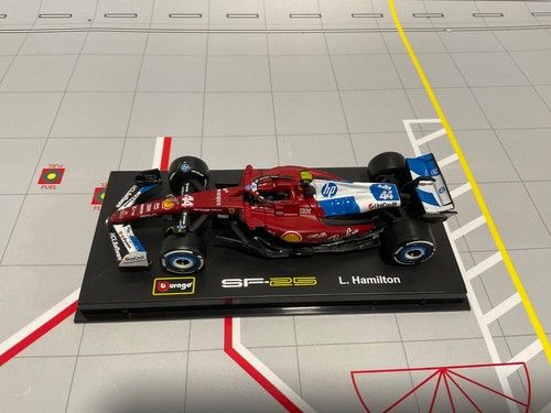 1/43 BURAGO Formula 1 Ferrari SF-25 #44 L. Hamilton Red on Blue