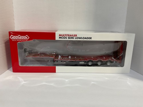 1/32 Marge Models Triple Axle Lowboy Flatbed Trailer w Steerable Axles Red