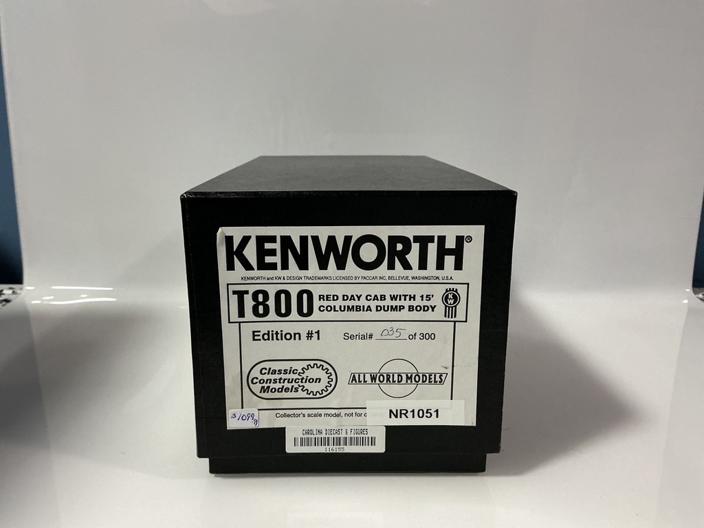 1:50 CCM KENWORTH T800 DAY CAB WITH 15’ COLUMBIA DUMP BODY