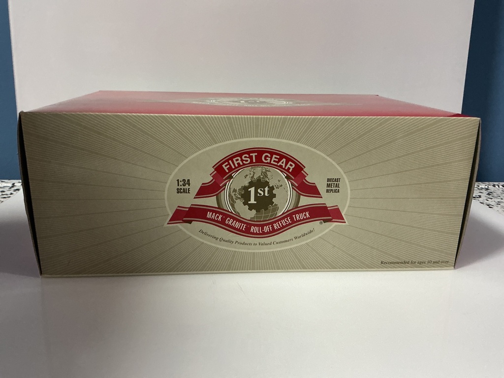 [112828.] 1:34 FIRST GEAR MACK GRANITE ROLLOFF TRUCK “TIGER WASTE”  #19–3505