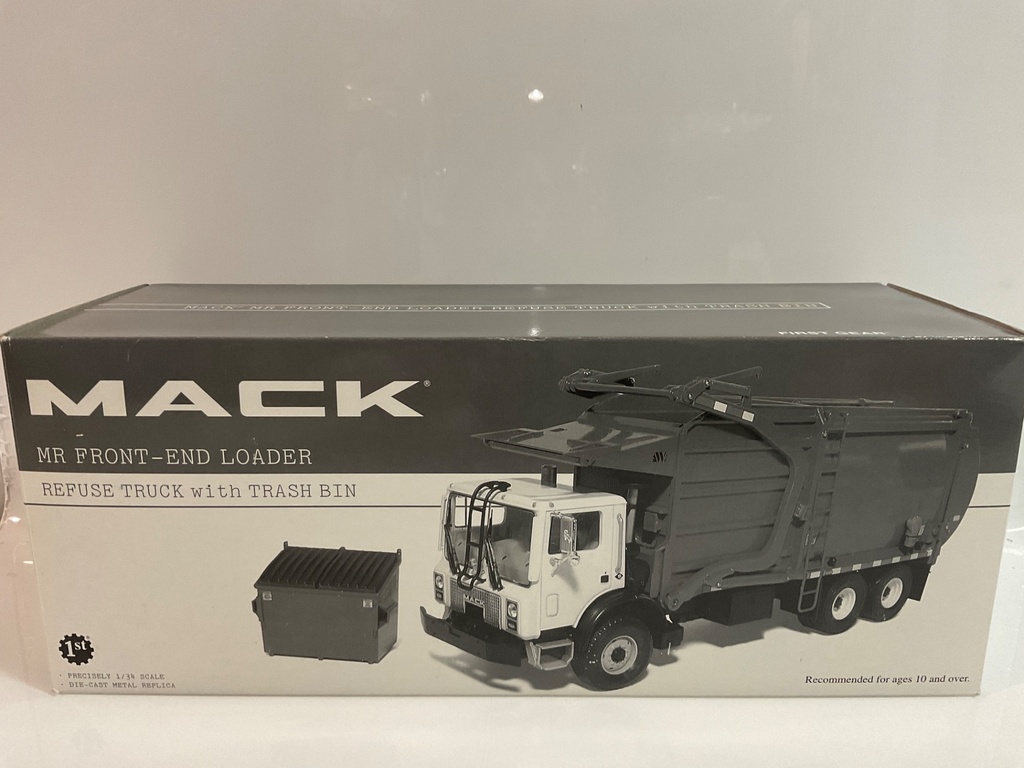 1/34 FIRST GEAR MR FRONT END LOADER REFUSE TRUCK WITH TRASH BIN