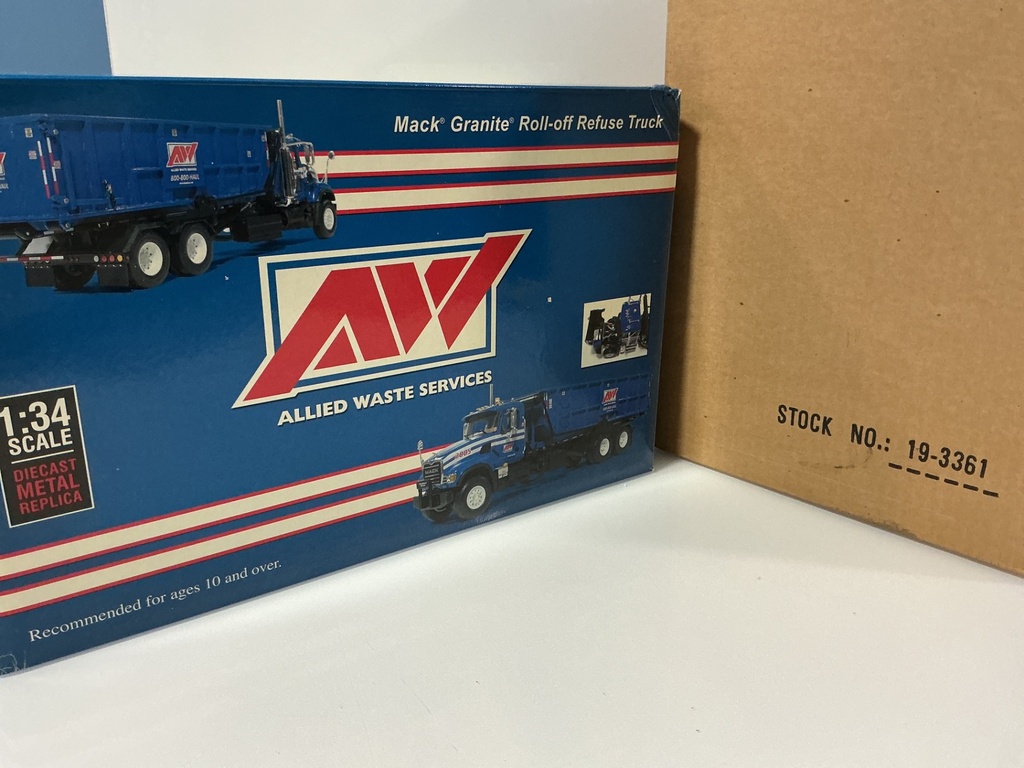 1/34 FIRST GEAR ALLIED WASTE MACK GRANITE ROLL OFF REFUSE TRUC 19-3361