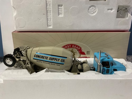 1/34 FIRST GEAR MACK GRANITE W/ BRIDGEMASTER MIXER CONCRETE SUPPLY 19-3571