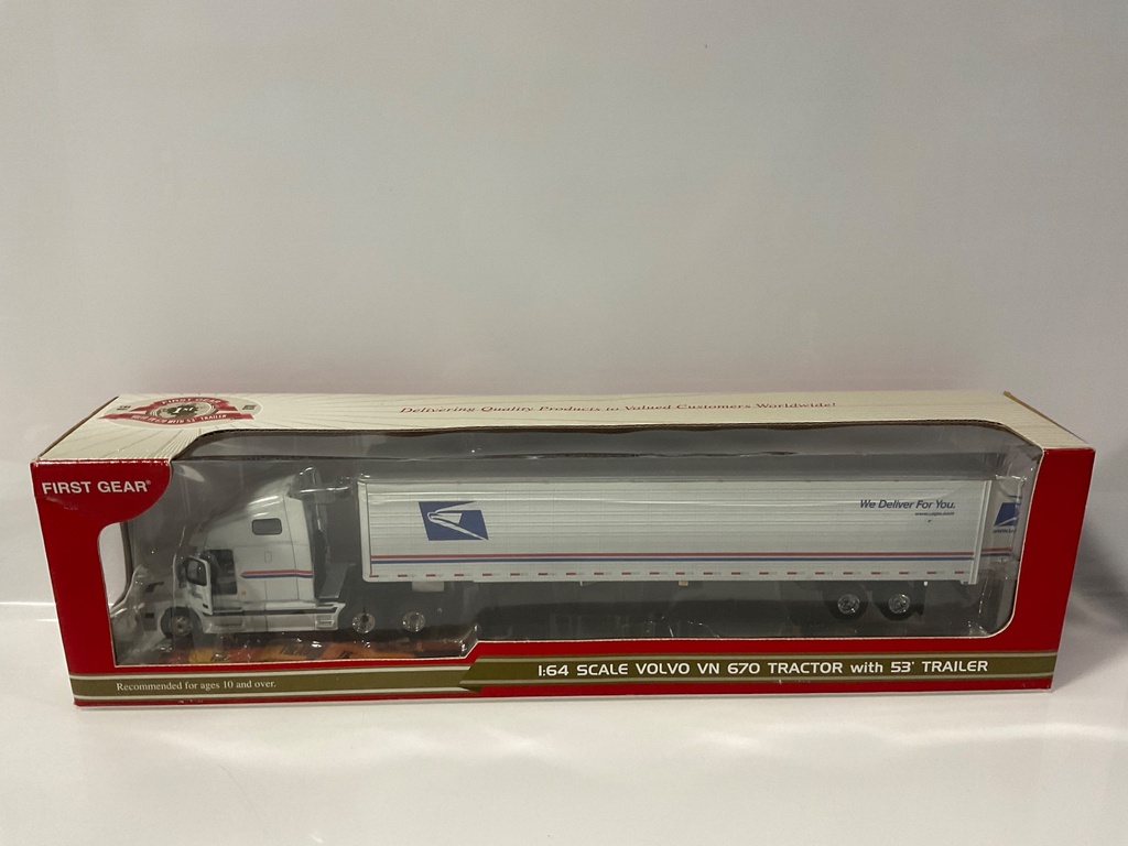 1/64 FIRST GEAR VOLVO VN 670 TRACTOR AND 53’ TRAILER USPS 60-0008