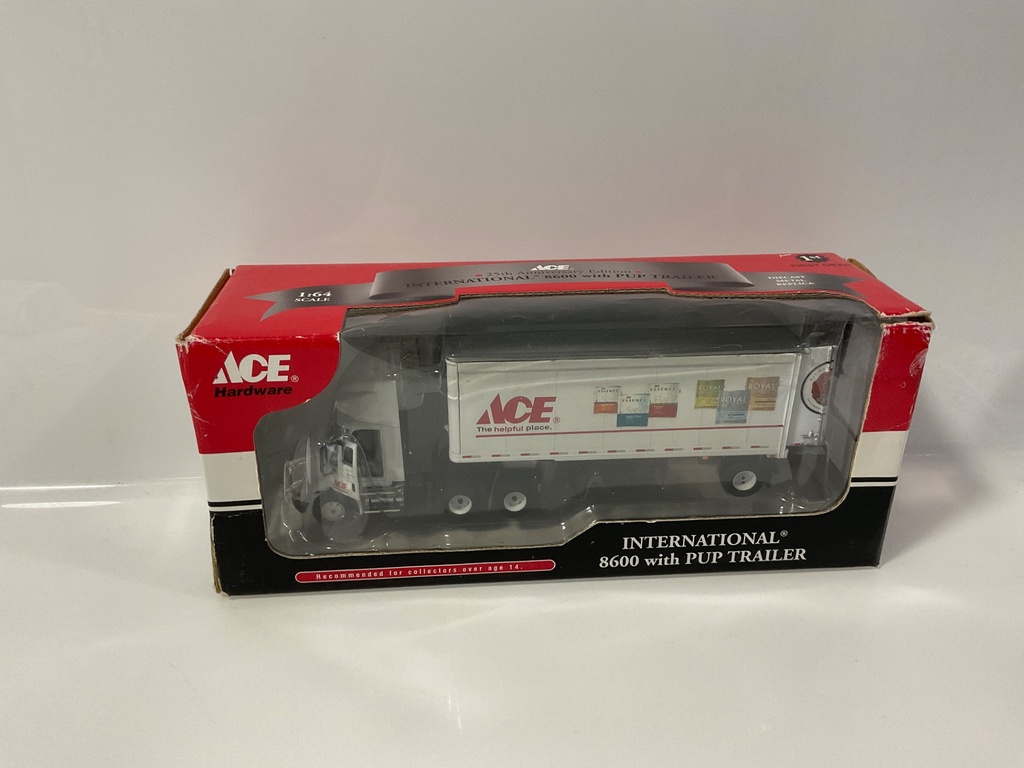 [118963.] 1/64 FIRST GEAR INTERNATIONAL 8600 W/ PUP TRAILER ACE HARDWARE  69-0174