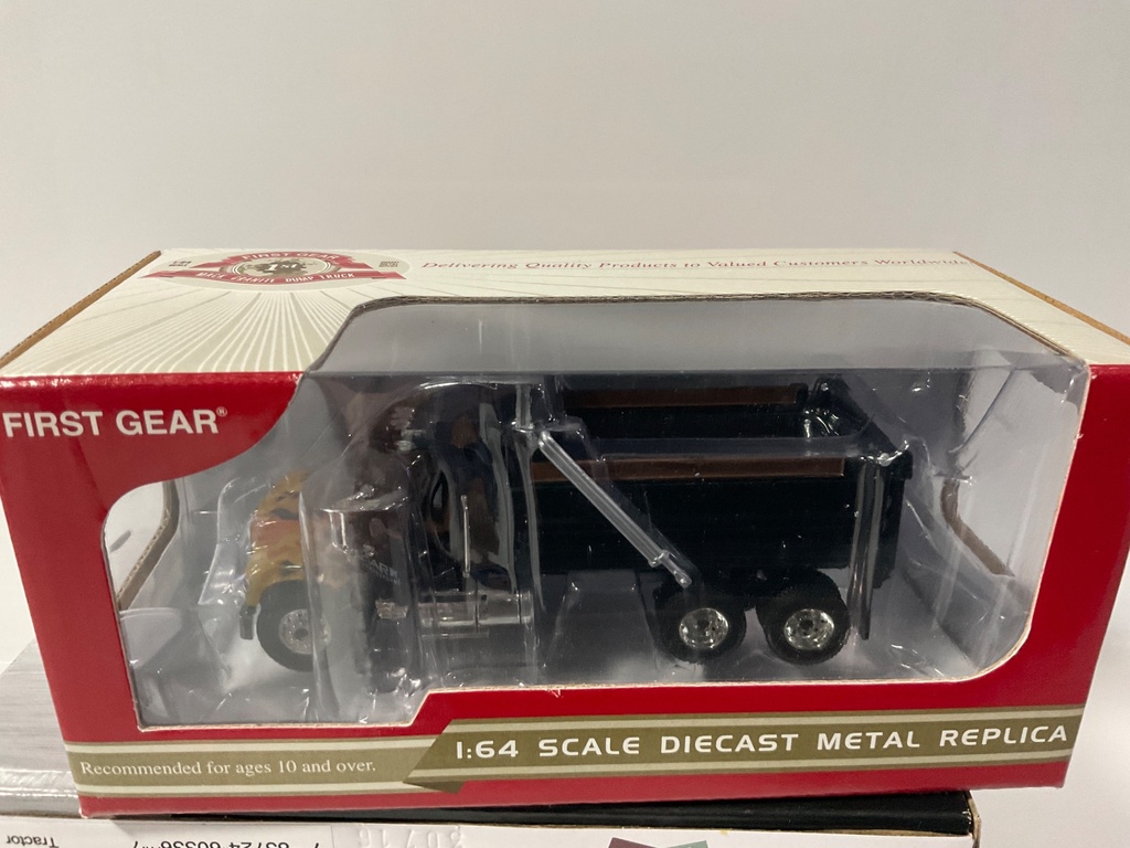 [118965.] 1/64 FIRST GEAR DARK TRANSPORT DUMP TRUCK WITH FLAMES  69-0142