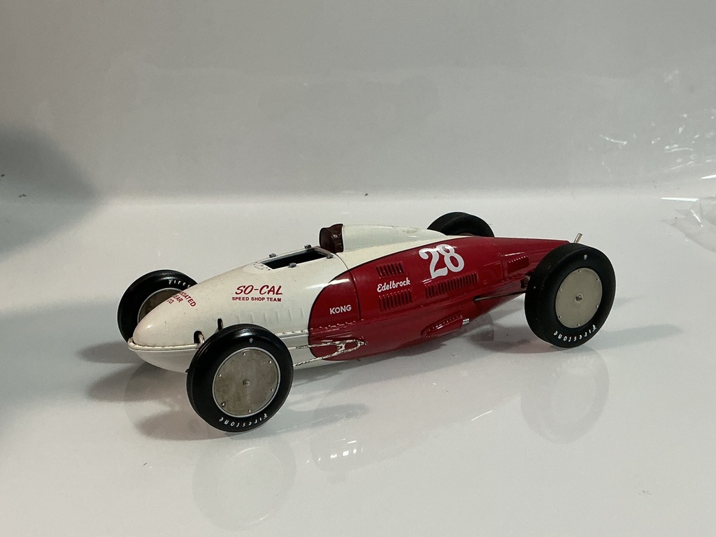 [119713.] 1/18 PRECISION MINIATURES 1952 SO CAL SPEED SHOP BELLY TANK LAKESTER RED / WHITE ON BLACK